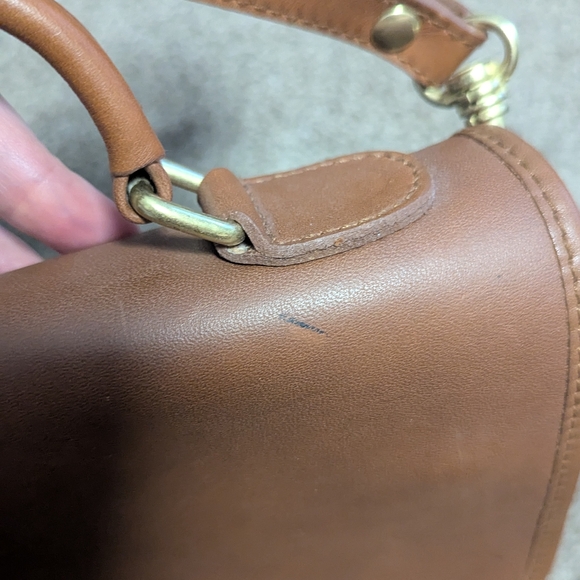 Vintage Turnlock Genuine Leather 90s Satchel Handbag Station Tan Crossbody - Picture 5 of 12